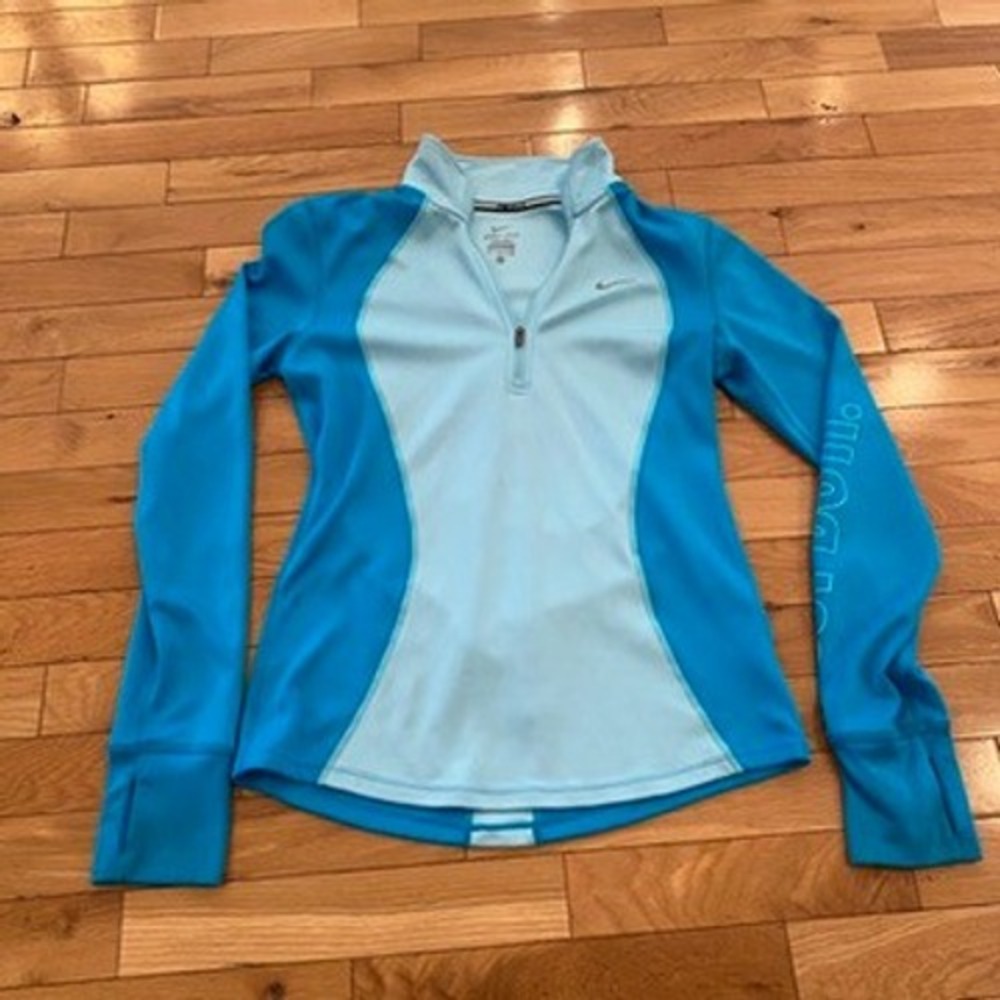 Nike Dri Fit Running Athletic Pullover‎ Jacket Women's Blue Light Blue Small